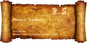 Mencz Simeon névjegykártya